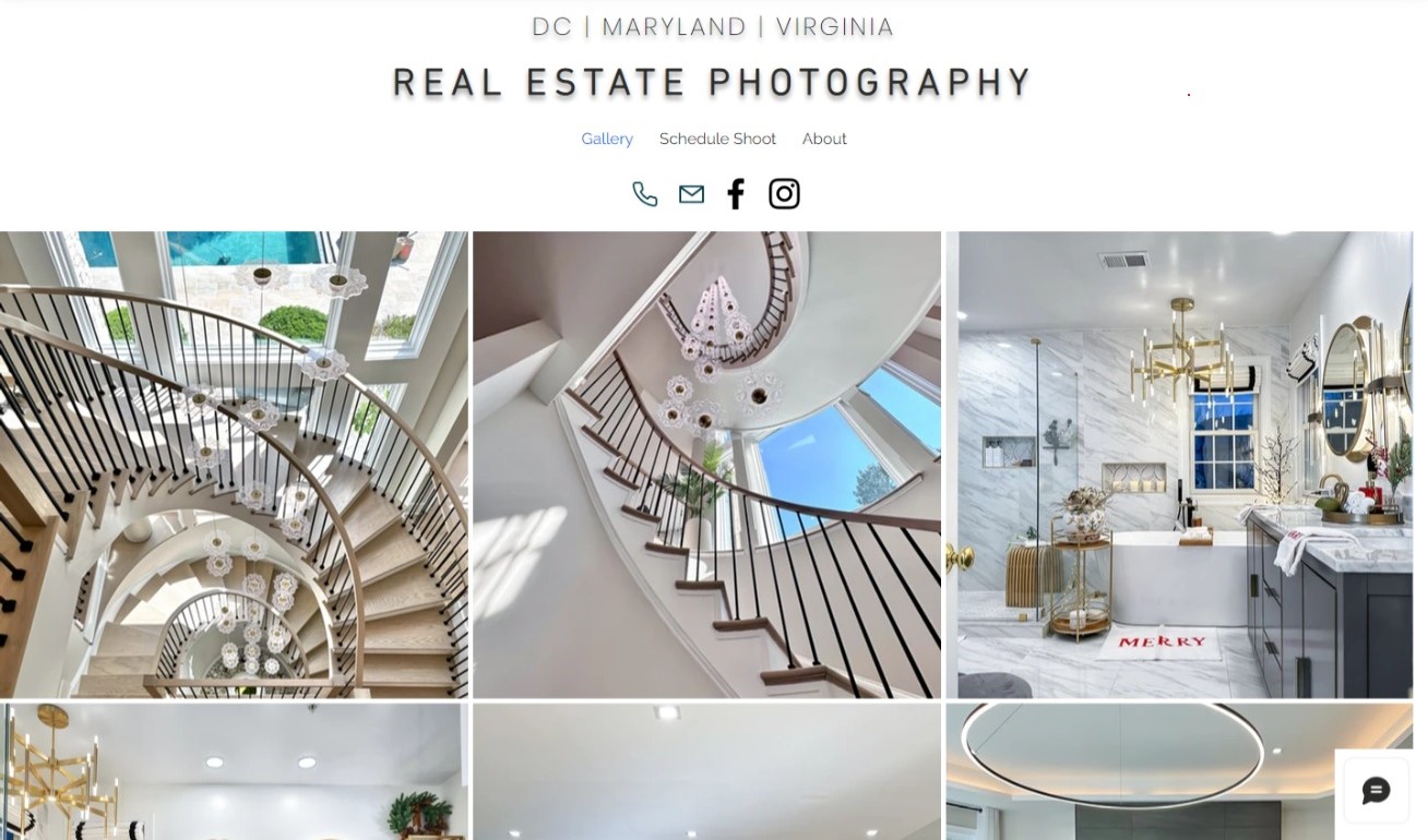 The original gallery site: photo grid only, no services, packages, or way to request a shoot